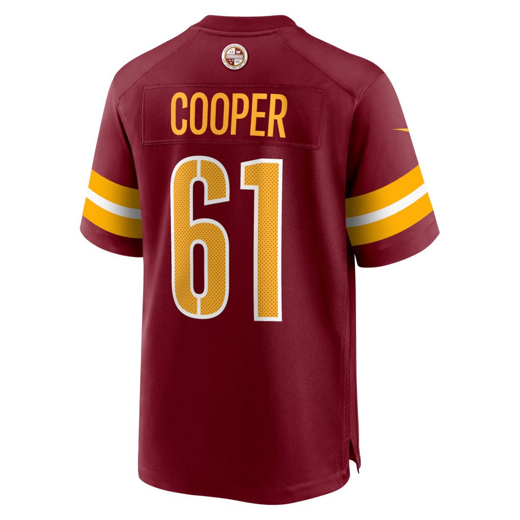 W.Commanders #61 Tyler Cooper Burgundy Team Game Jersey