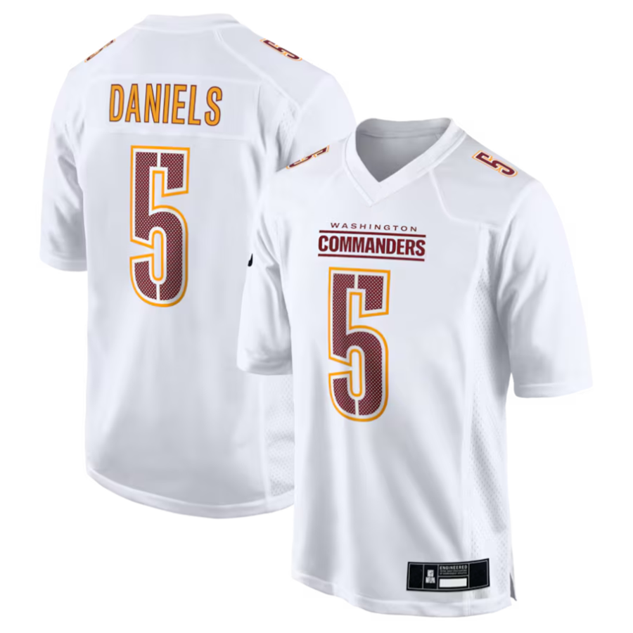 #5 Jayden Daniels Player W.Commanders Tundra White Fashion Stitched Jerseys