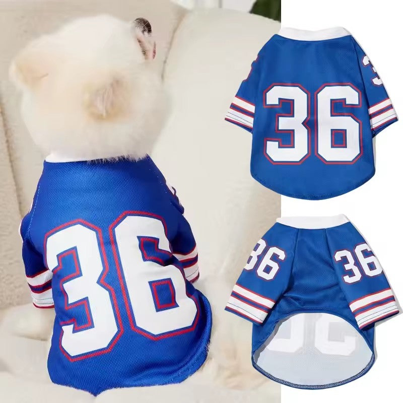 Blue Number36 Mesh Breathable Dog Clothes Teddy Sport Large Dog Jersey Basketball Clothing Puppy T-Shirts Summer Pet Cat Shirts