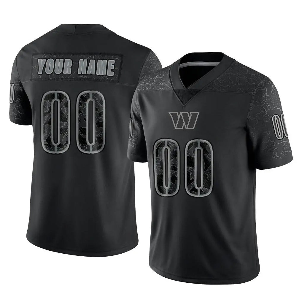 Custom W.Commanders Black Limited Reflective Home Game Any Name & Numbers Stitched Jerseys