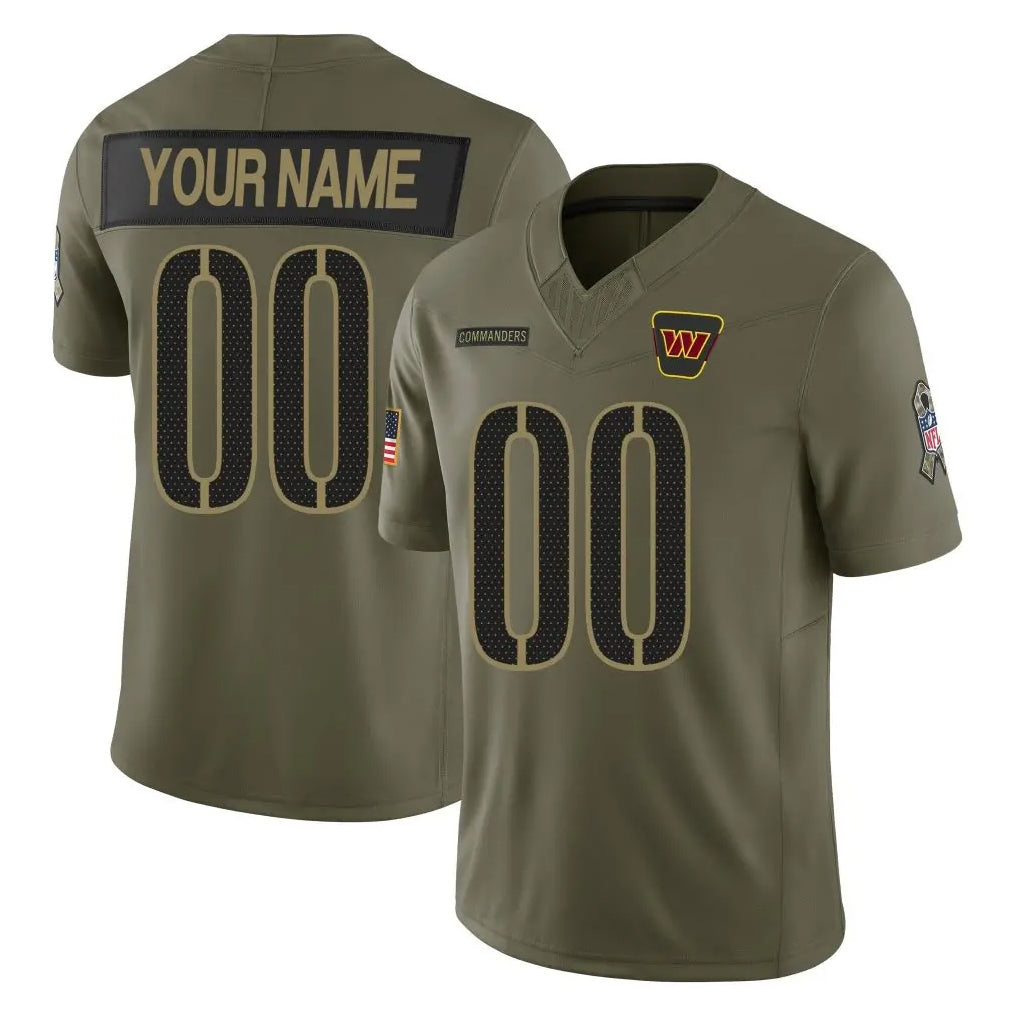 Custom W.Commanders Olive 2025 Salute To Service Limited Home Game Any Name & Numbers Stitched Jerseys