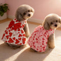 Spring Dog Princess Dress Heart Patten Pet Skirt Cute Dog¡®s Summer Dress Bow Lace for Small Medium Puppy Poodle Chihuahua