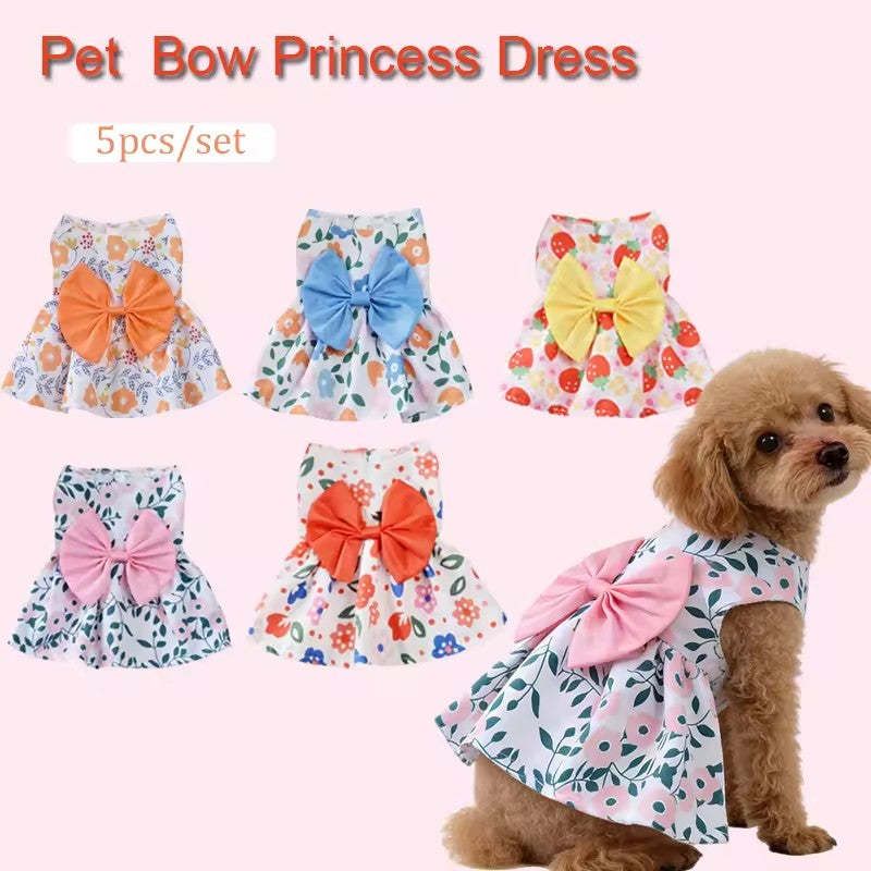 Spring Dog Princess Dress Kitten Pet Skirt Cute Dog¡®s Summer Dress Bow Lace for Small Medium Puppy Poodle Chihuahua
