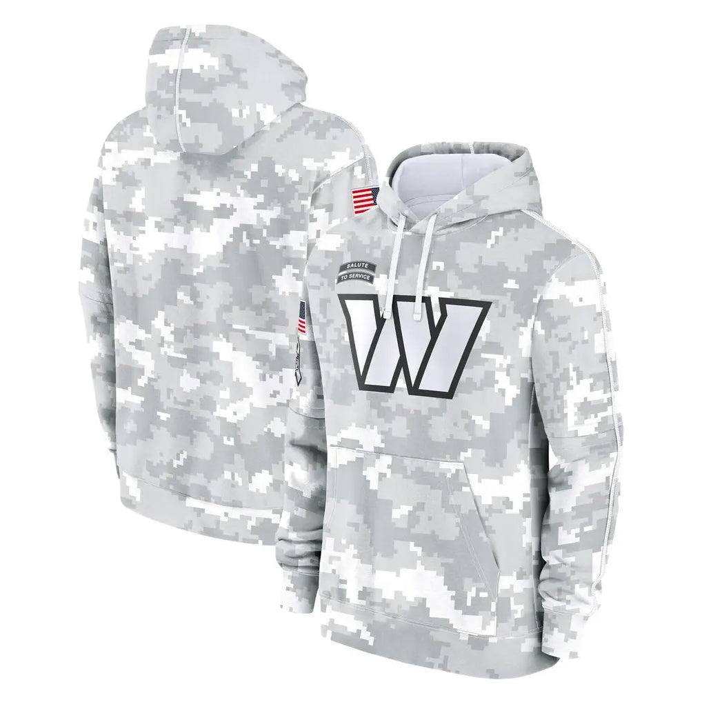 W.Commanders Arctic Camo Limited Salute to Service Pullover Hoodies Game Blank Player Stitched Jerseys
