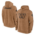 W.Commanders Brown Limited Salute to Service Pullover Hoodies Game Blank Player Stitched Jerseys