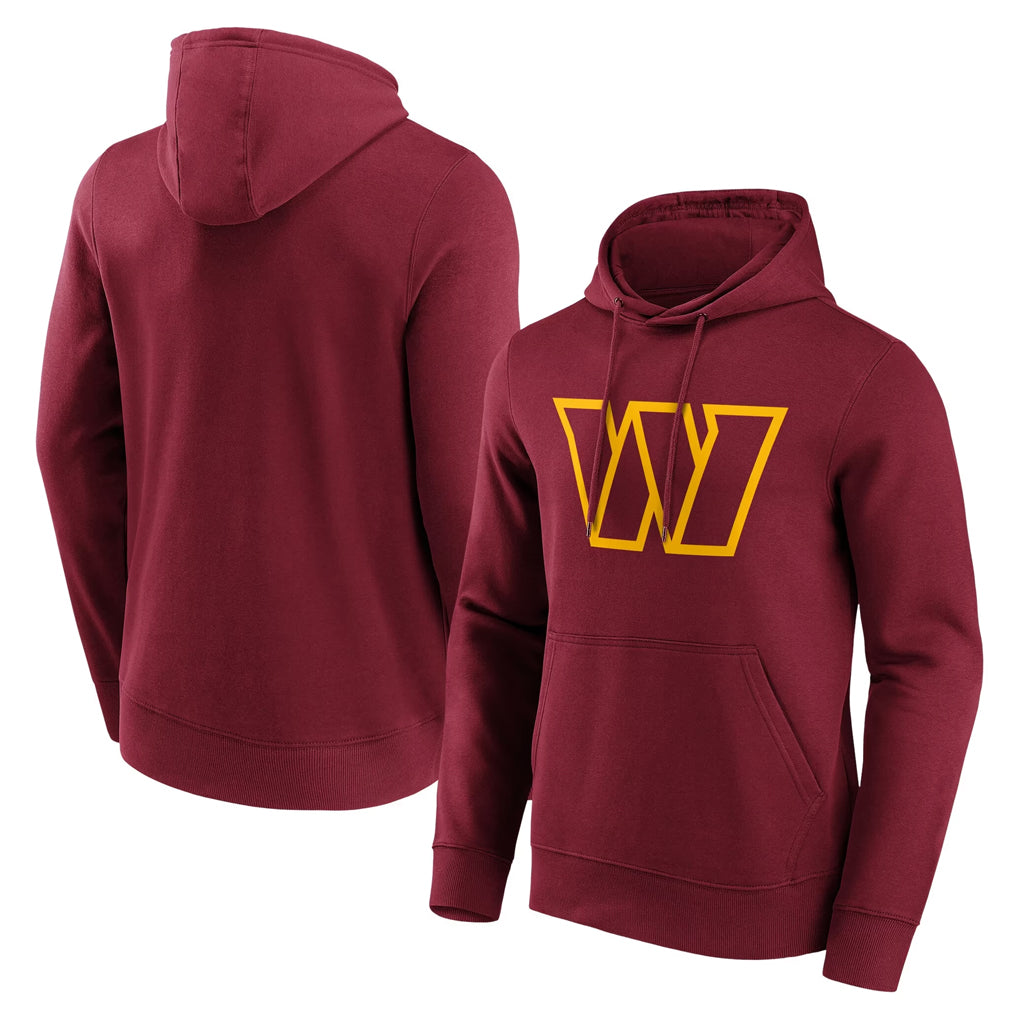 W.Commanders Burgundy LOGO Pullover Hoodies Game Blank Player Stitched Jerseys