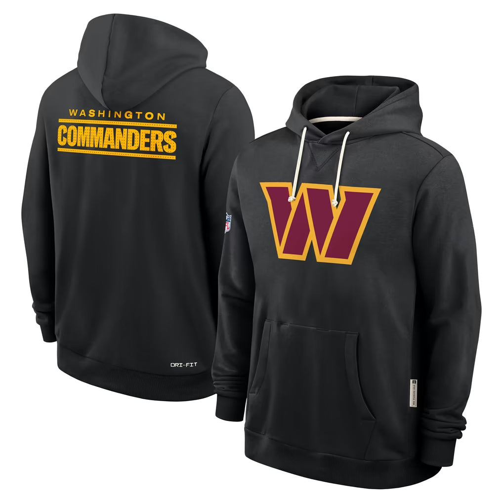 W.Commanders Gray LOGO Performance Pullover Hoodies Game Blank Player Stitched Jerseys