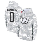 W.Commanders #0 Mike Sainristil Player Arctic Camo Salute to Service Hoodies Stitched Jerseys