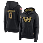 W.Commanders #0 Mike Sainristil Player Black Salute to Service Hoodies Stitched Jerseys