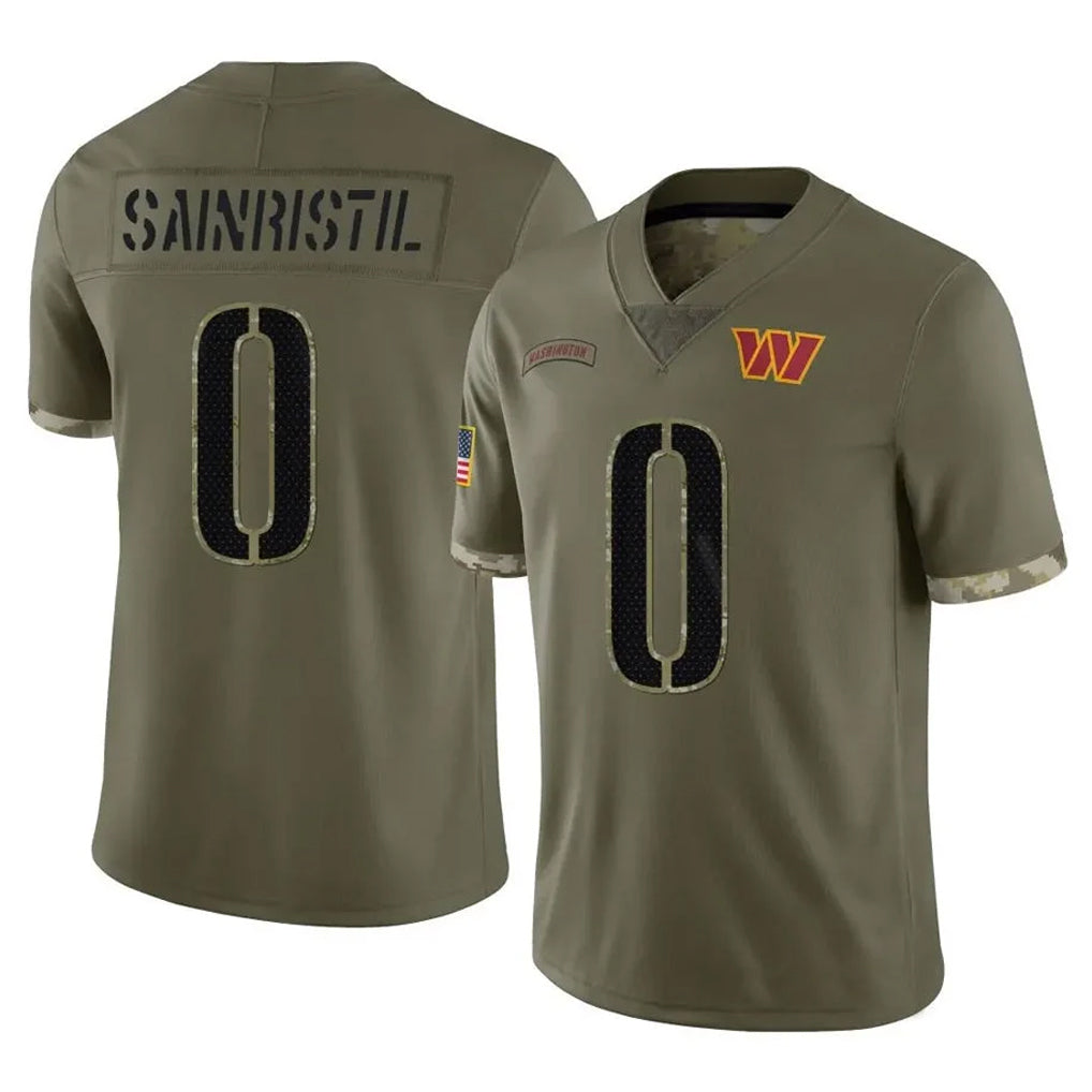 W.Commanders #0 Mike Sainristil Player Olive Salute To Service Limited Home Game Stitched Jerseys