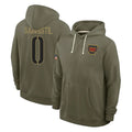 W.Commanders #0 Mike Sainristil Player Olive Salute to Service Pullover Hoodies Limited Home Stitched Jerseys