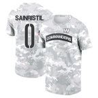 W.Commanders #0 Mike Sainristil Player Salute to Service Hoodies T-Shirts Stitched Jerseys