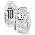 W.Commanders #10 Tress Way Player Arctic Camo Limited Salute to Service pullover hoodies