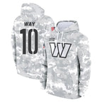 W.Commanders #10 Tress Way Player Arctic Camo Limited Salute to Service pullover hoodies