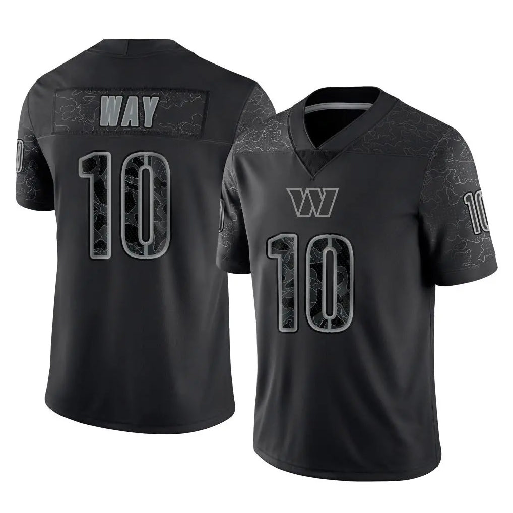W.Commanders #10 Tress Way Player Black Limited Reflective Home Game Stitched Jerseys