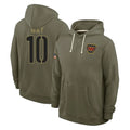 W.Commanders #10 Tress Way Player Olive Salute to Service Pullover Hoodies Limited Home Stitched Jerseys