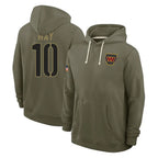 W.Commanders #10 Tress Way Player Olive Salute to Service Pullover Hoodies Limited Home Stitched Jerseys