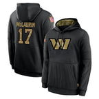 W.Commanders #17 Terry Mclaurin Player Black Salute to Service Performance Pullover Hoodies Home Game Stitched Jerseys