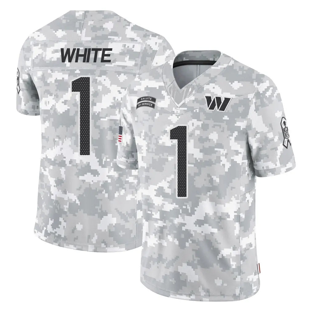 W.Commanders #1 Rachaad White Player Arctic Camo Limited Salute To Service Home Game Stitched Jerseys
