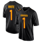 W.Commanders #1 Rachaad White Player Black Carbon Fashion Home Game Stitched Jerseys