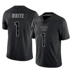 W.Commanders #1 Rachaad White Player Black Limited Reflective Home Game Stitched Jerseys