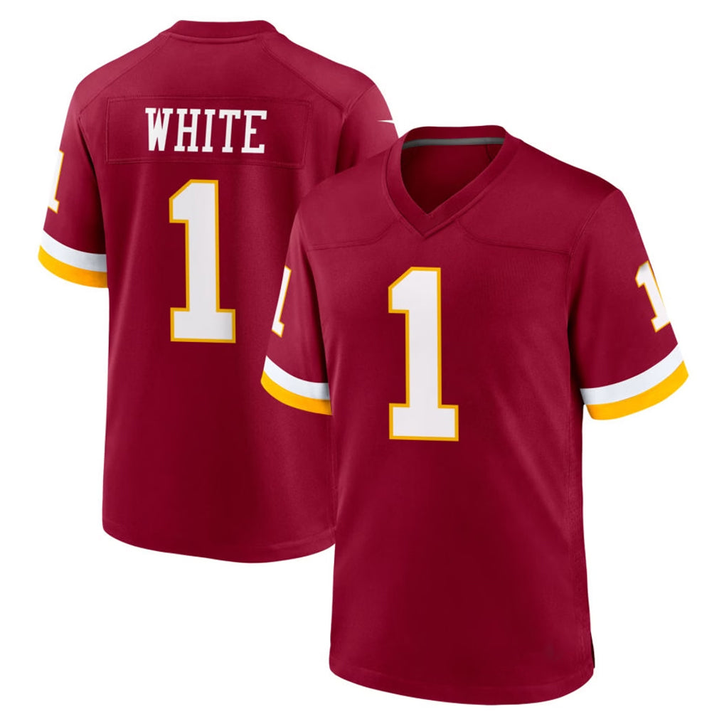 W.Commanders #1 Rachaad White Player Burgundy Game Home Stitched Jerseys