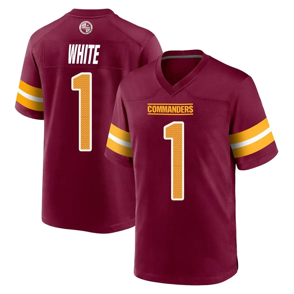 W.Commanders #1 Rachaad White Player Burgundy Home Game Stitched Jerseys
