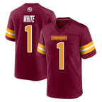 W.Commanders #1 Rachaad White Player Burgundy Home Game Stitched Jerseys