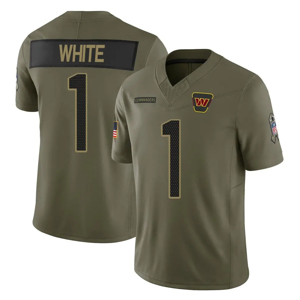W.Commanders #1 Rachaad White Player Olive 2025 Salute To Service Limited Home Game Stitched Jerseys