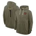 W.Commanders #1 Rachaad White Player Olive Salute to Service Pullover Hoodies Limited Home Stitched Jerseys
