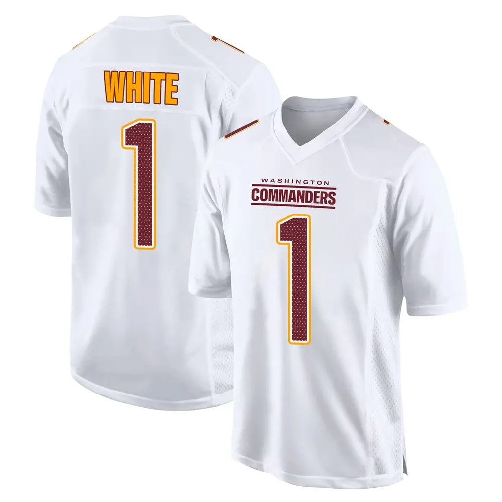 W.Commanders #1 Rachaad White Player White Tundra Fashion Home Game Stitched Jerseys