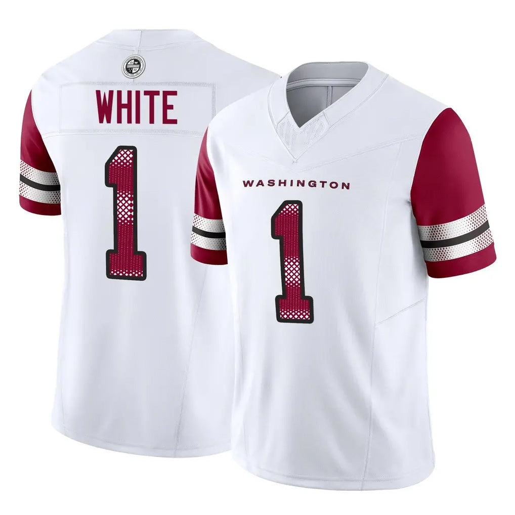 W.Commanders #1 Rachaad White Player White Vapor F.U.S.E. Limited Home Game Stitched Jerseys