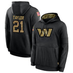 W.Commanders #21 Sean Taylor Player Black Salute to Service Hoodies Stitched Jerseys