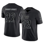 W.Commanders #22 Jacory Croskey-Merritt Player Black Limited Reflective Home Game Stitched Jerseys