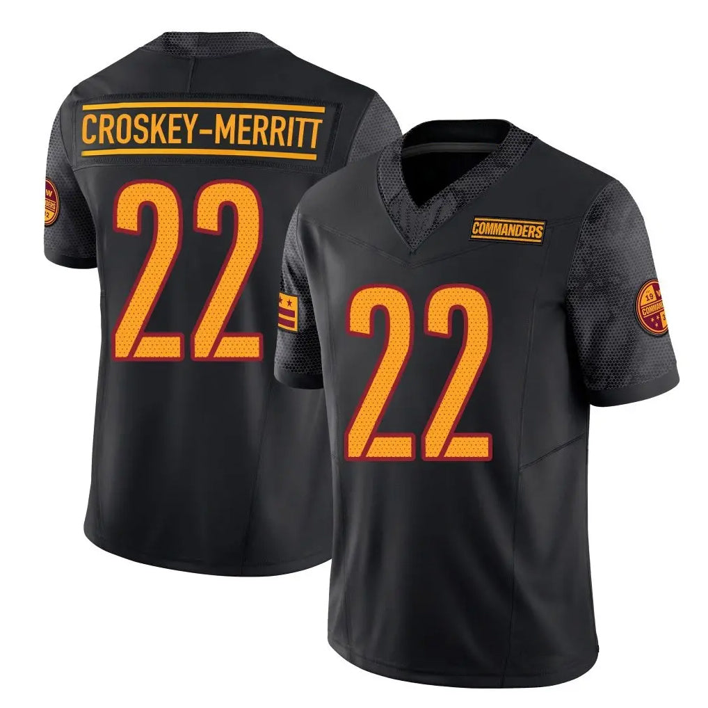 W.Commanders #22 Jacory Croskey-Merritt Player Black Vapor F.U.S.E. Limited Stitched Jerseys