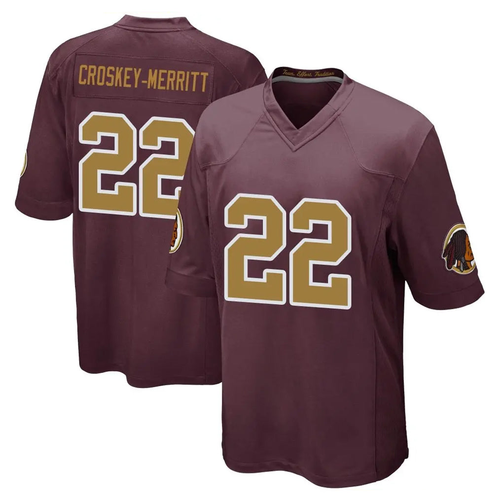 W.Commanders #22 Jacory Croskey-Merritt Player Burgundy Alternate Home Game Stitched Jerseys