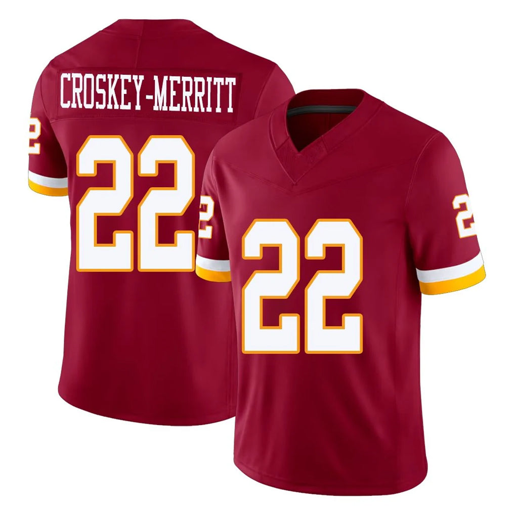 W.Commanders #22 Jacory Croskey-Merritt Player Burgundy Limited Team Vapor F.U.S.E. Home Game Stitched Jerseys
