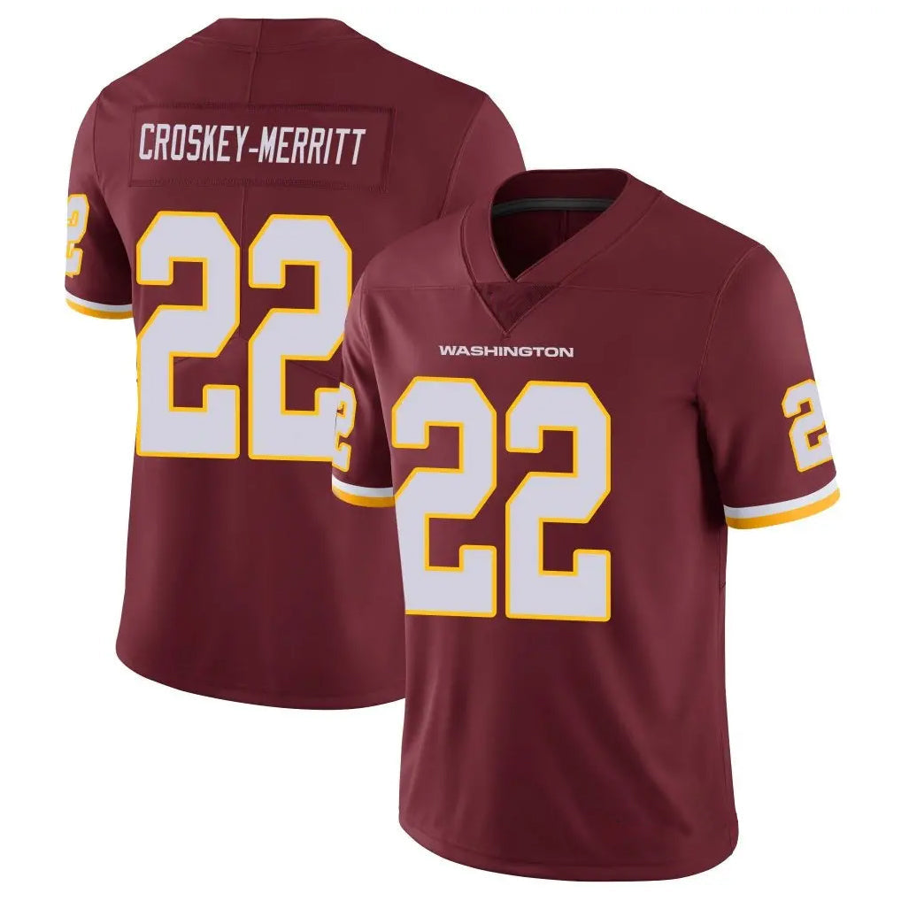 W.Commanders #22 Jacory Croskey-Merritt Player Burgundy Vapor Limited Stitched Jerseys