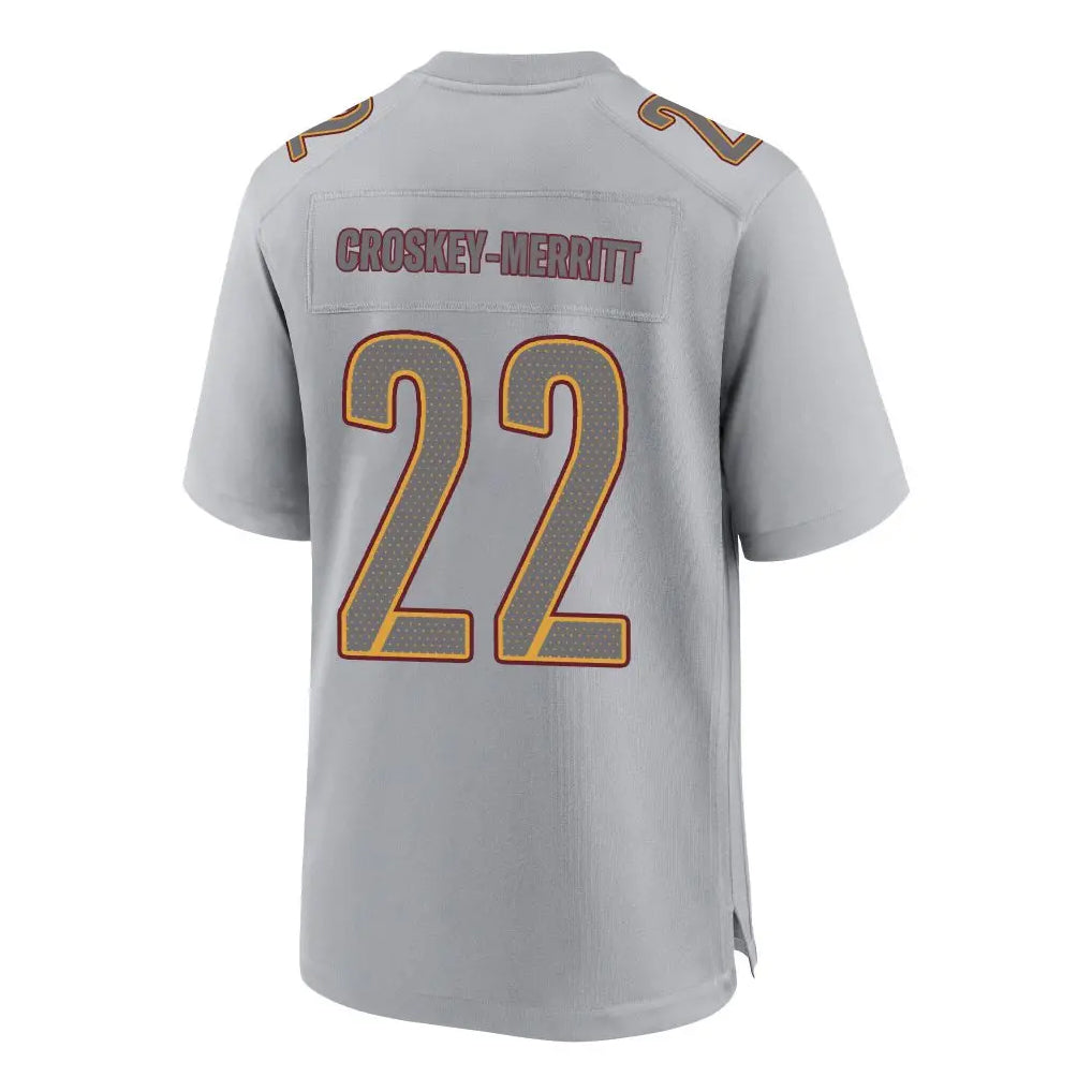 W.Commanders #22 Jacory Croskey-Merritt Player Gray Fashion Game Stitched Jerseys