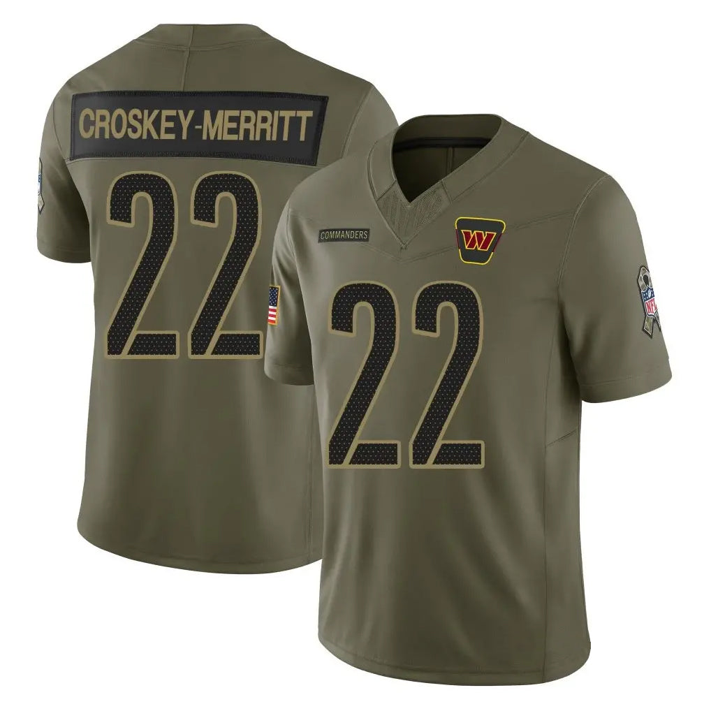 W.Commanders #22 Jacory Croskey-Merritt Player Olive Salute To Service Limited Stitched Jerseys