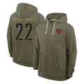 W.Commanders #22 Jacory Croskey-Merritt Player Olive Salute to Service Pullover Hoodies Limited Home Stitched Jerseys