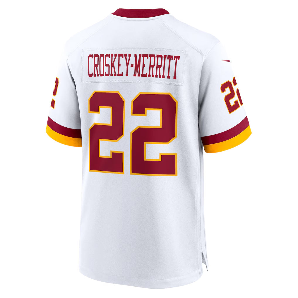 W.Commanders #22 Jacory Croskey-Merritt Player White Home Game Stitched Jerseys