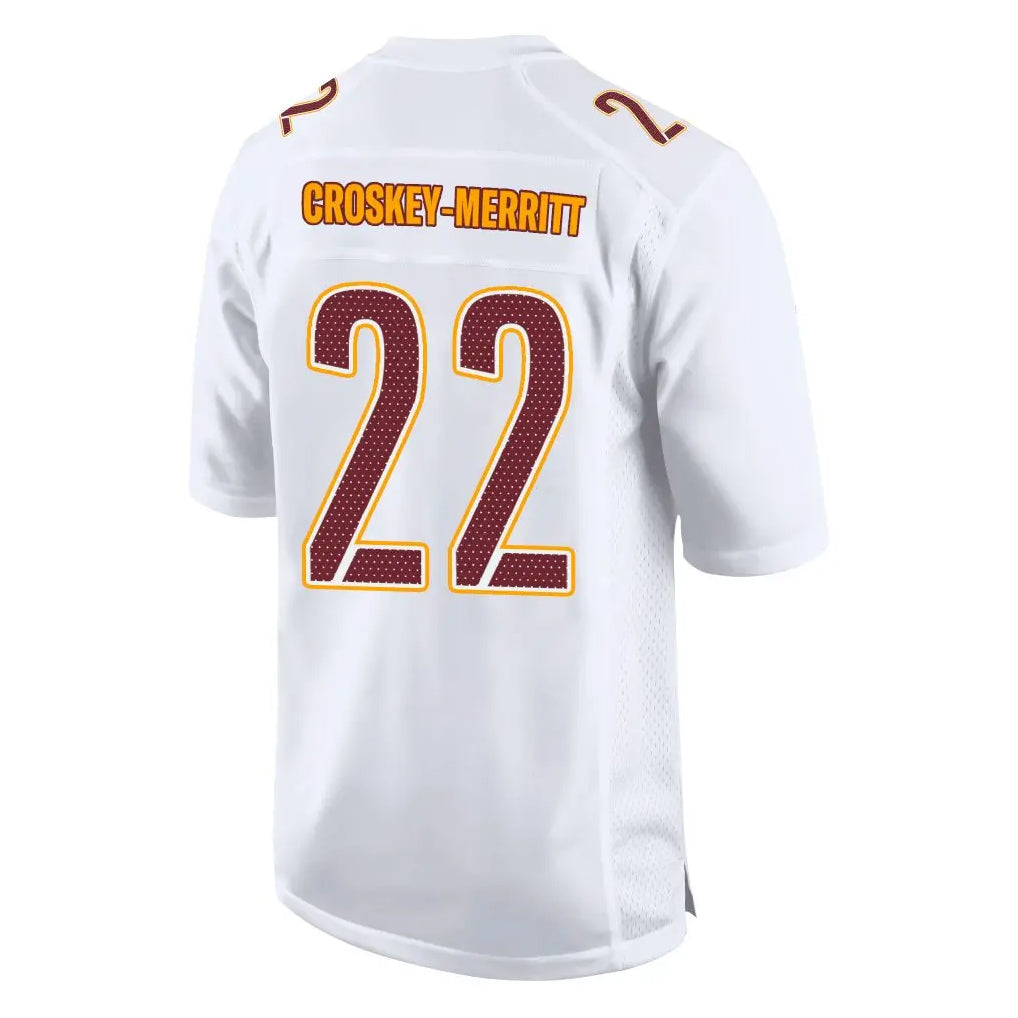 W.Commanders #22 Jacory Croskey-Merritt Player White Tundra Fashion Game Stitched Jerseys
