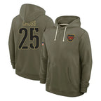 W.Commanders #25 Nick Cross Player Olive Salute to Service Pullover Hoodies Limited Home Stitched Jerseys