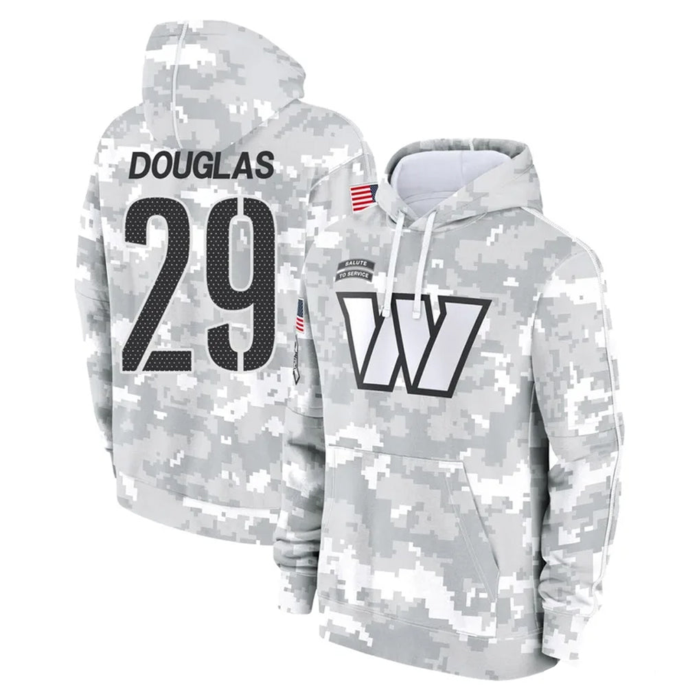 W.Commanders #29 Rasul Douglas Player Arctic Camo Limited Salute to Service pullover hoodies