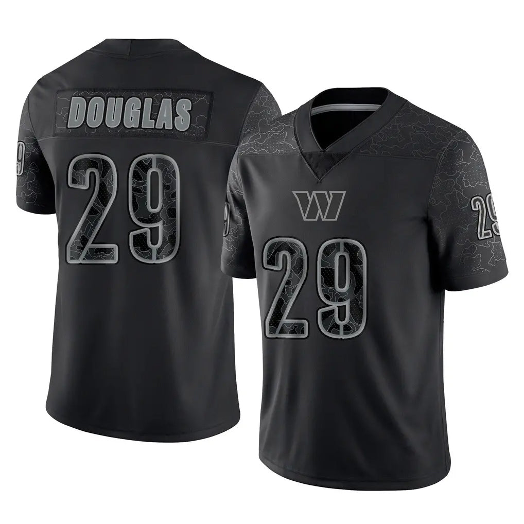 W.Commanders #29 Rasul Douglas Player Black Limited Reflective Home Game Stitched Jerseys