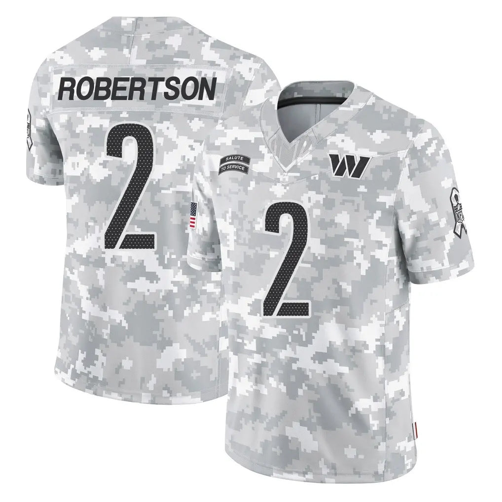 W.Commanders #2 Amik Robertson Player Arctic Camo Limited Salute To Service Home Game Stitched Jerseys