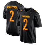W.Commanders #2 Amik Robertson Player Black Carbon Fashion Home Game Stitched Jerseys