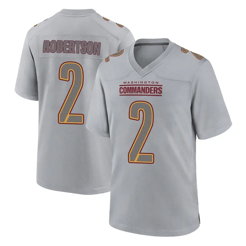 W.Commanders #2 Amik Robertson Player Gray Atmosphere Fashion Home Game Stitched Jerseys