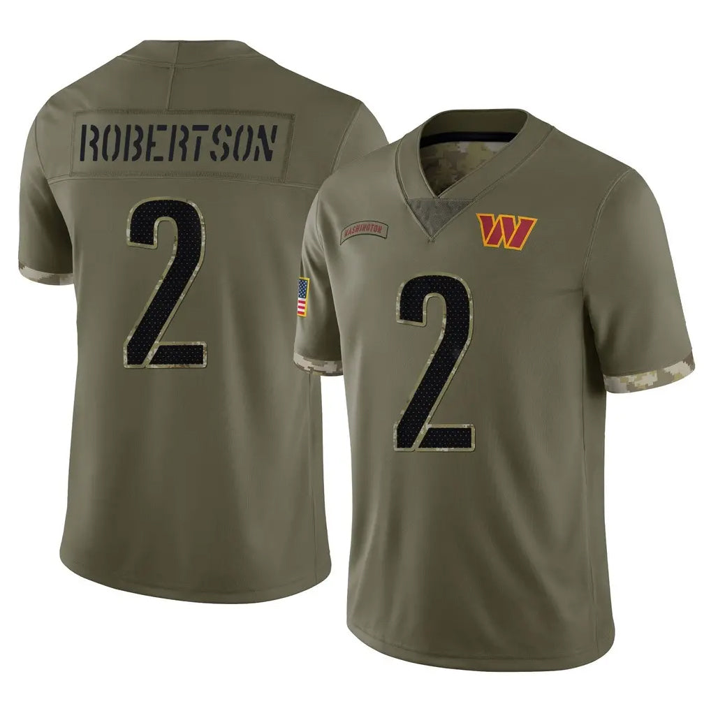 W.Commanders #2 Amik Robertson Player Olive Salute To Service Limited Home Game Stitched Jerseys